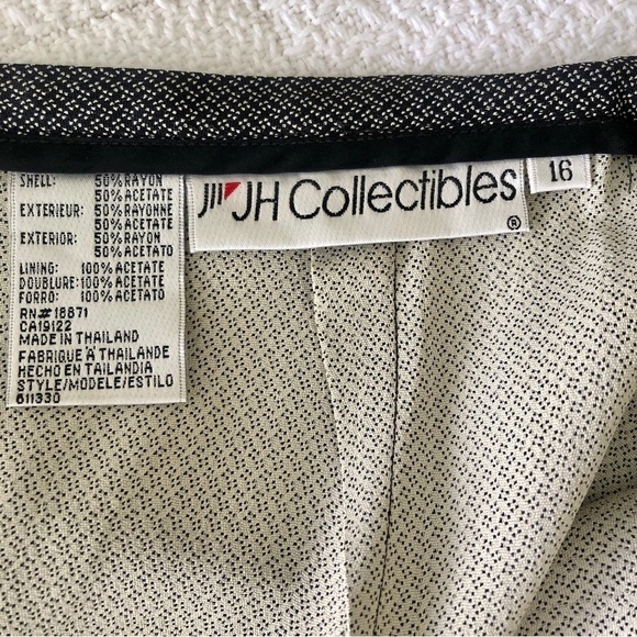 Vintage 90s A-Line Skirt Black w/ White Pin Dot Pattern JH Collectibles size 16 - Picture 14 of 16